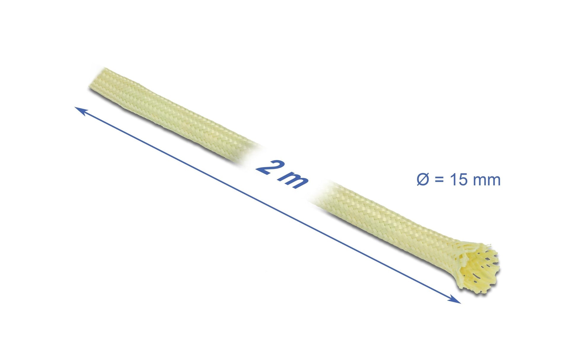 DeLOCK Kabelschlauch, Ø 15 mm × 2 m, Aramidfasern, elastisch – Gelb