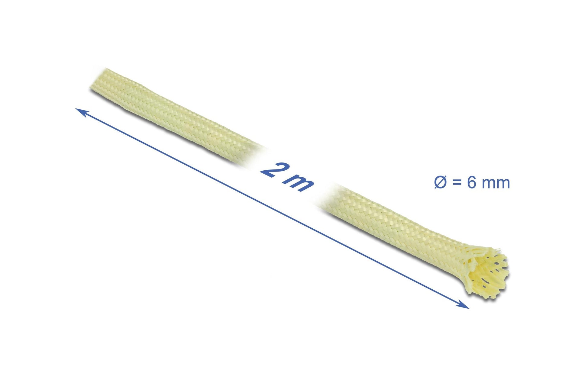 DeLOCK Kabelschlauch, Ø 6 mm × 2 m, Aramidfasern, elastisch – Gelb