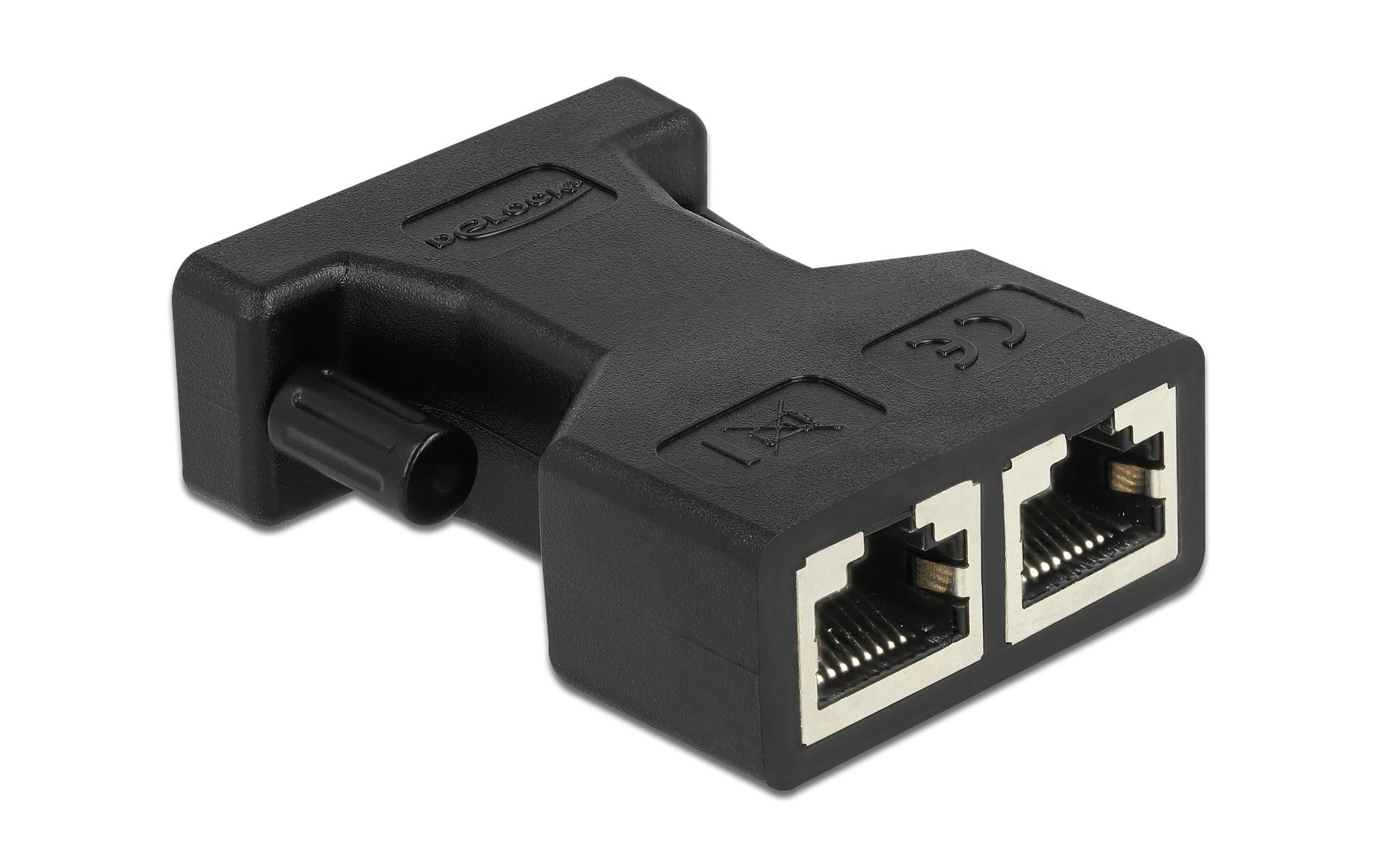 DeLOCK D-Sub 15 zu 2× RJ-45 Adapter – seriell (DA-15 → 2× RJ-45) – Schwarz