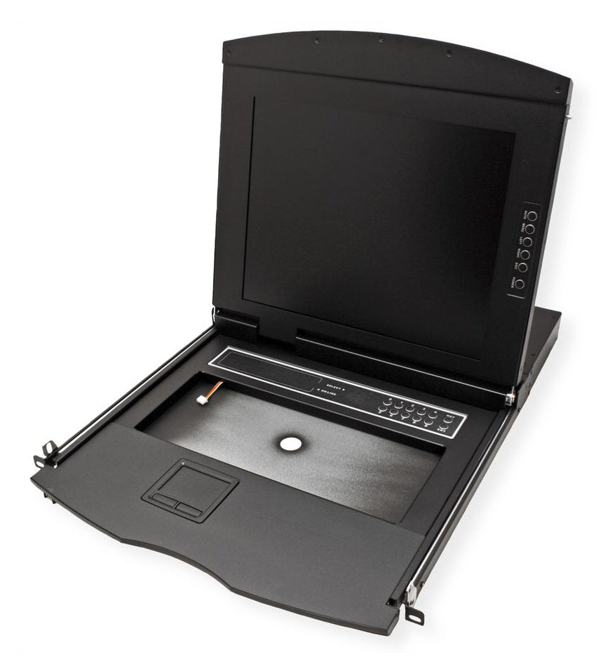 VALUE 17" Rack-LCD-Konsole – 8-Port VGA KVM-Switch, 1280 × 1024, USB 2.0, CH-Layout – 1U