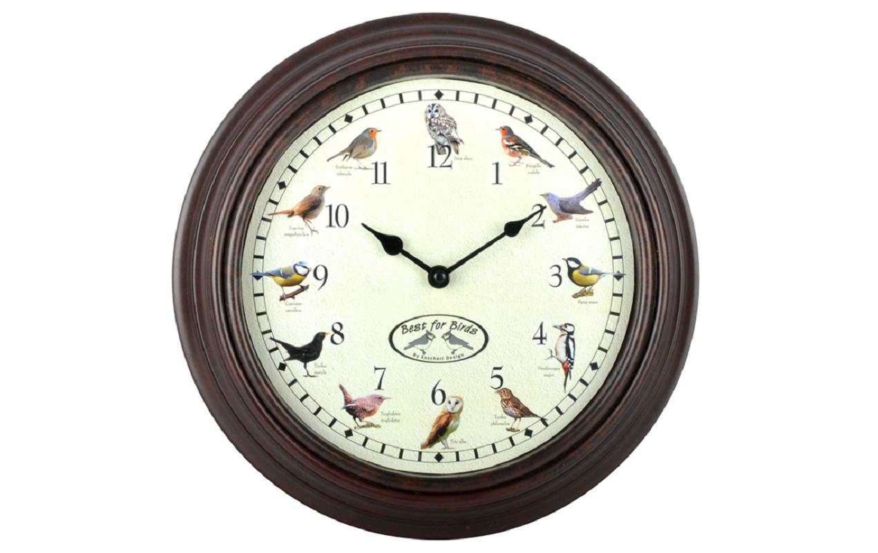 Esschert Design Wanduhr – Analog, Ø 30,1 cm, Braun, Kunststoff