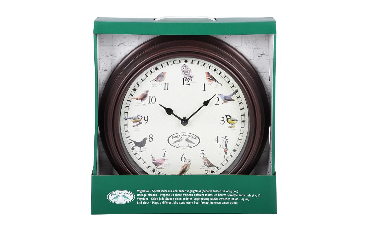 Esschert Design Wanduhr – Analog, Ø 30,1 cm, Braun, Kunststoff