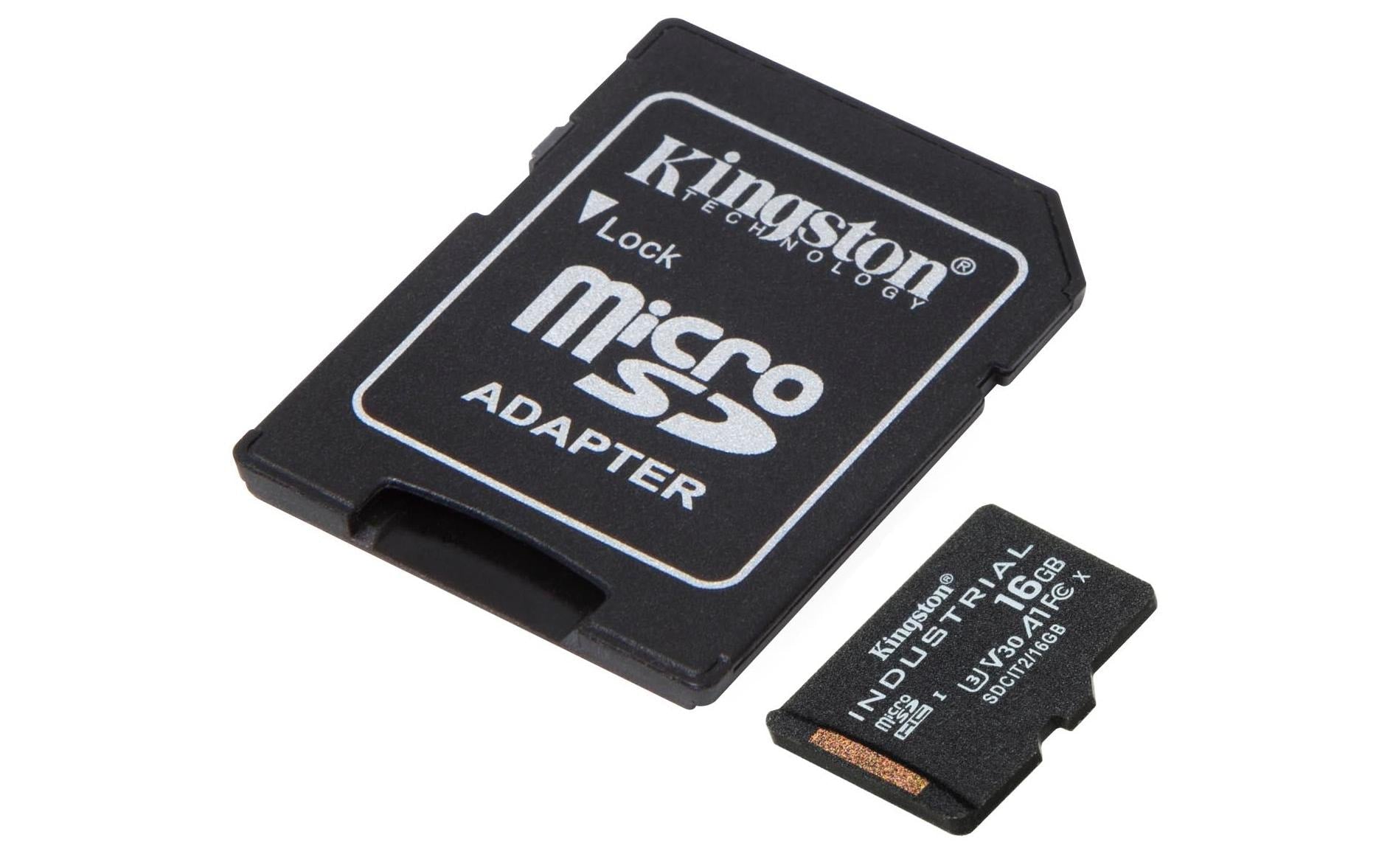 Kingston Technology Kingston Industrial Speichergerät – 16 GB, microSDHC, Klasse 10 / A1 / PSLC / inkl. SD-Adapter