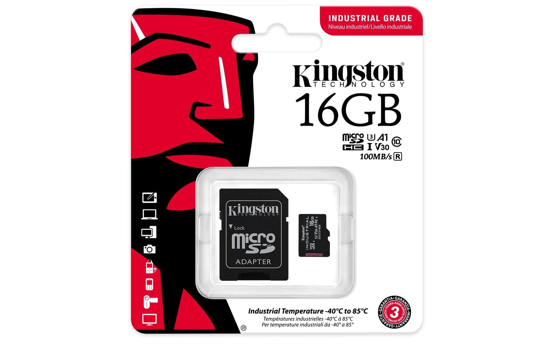 Kingston Technology Kingston Industrial Speichergerät – 16 GB, microSDHC, Klasse 10 / A1 / PSLC / inkl. SD-Adapter
