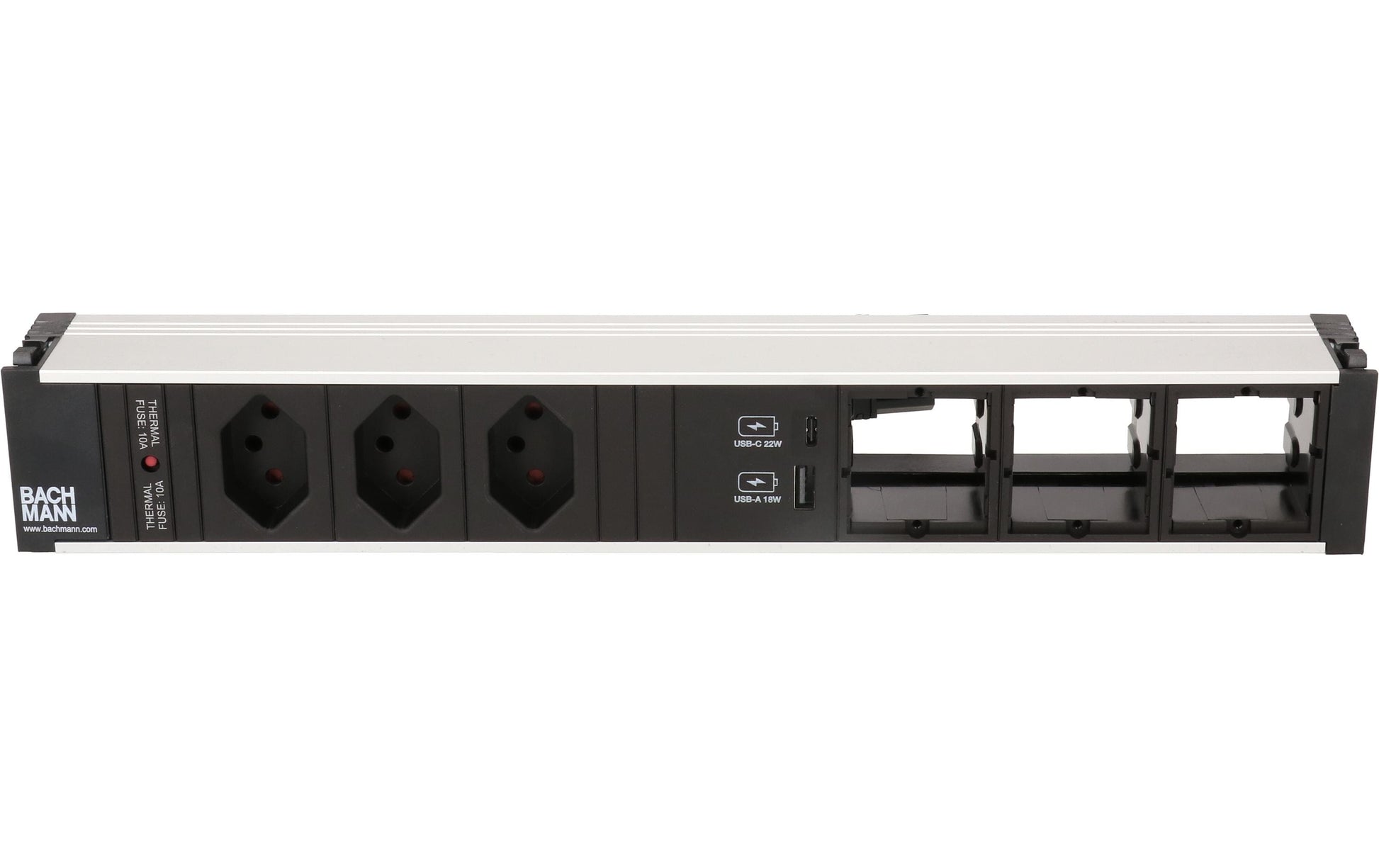 Bachmann CONI Einbausteckdosenleiste, 3×T13, Einbau, Eingang GST18I3, 0,2 m – schwarz