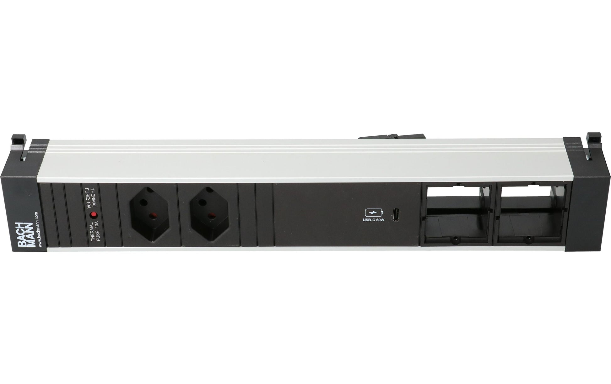 Bachmann Power Frame Einbausteckdosenleiste, 2×T13, 1×USB-C, Einbau, Eingang GST18I3, 0,2 m – Silber