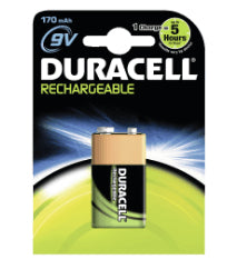 Duracell Akku 9 V 170 mAh 1,53 Wh Ni-MH – für 9V E-Block Geräte