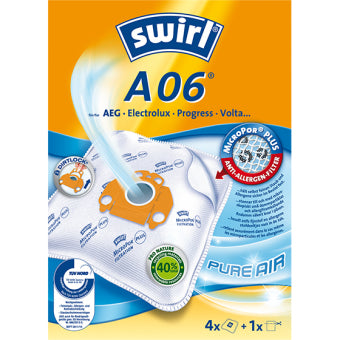 Swirl Staubbeutel A 06 – 4 Stück, für AEG, Electrolux, Progress und andere