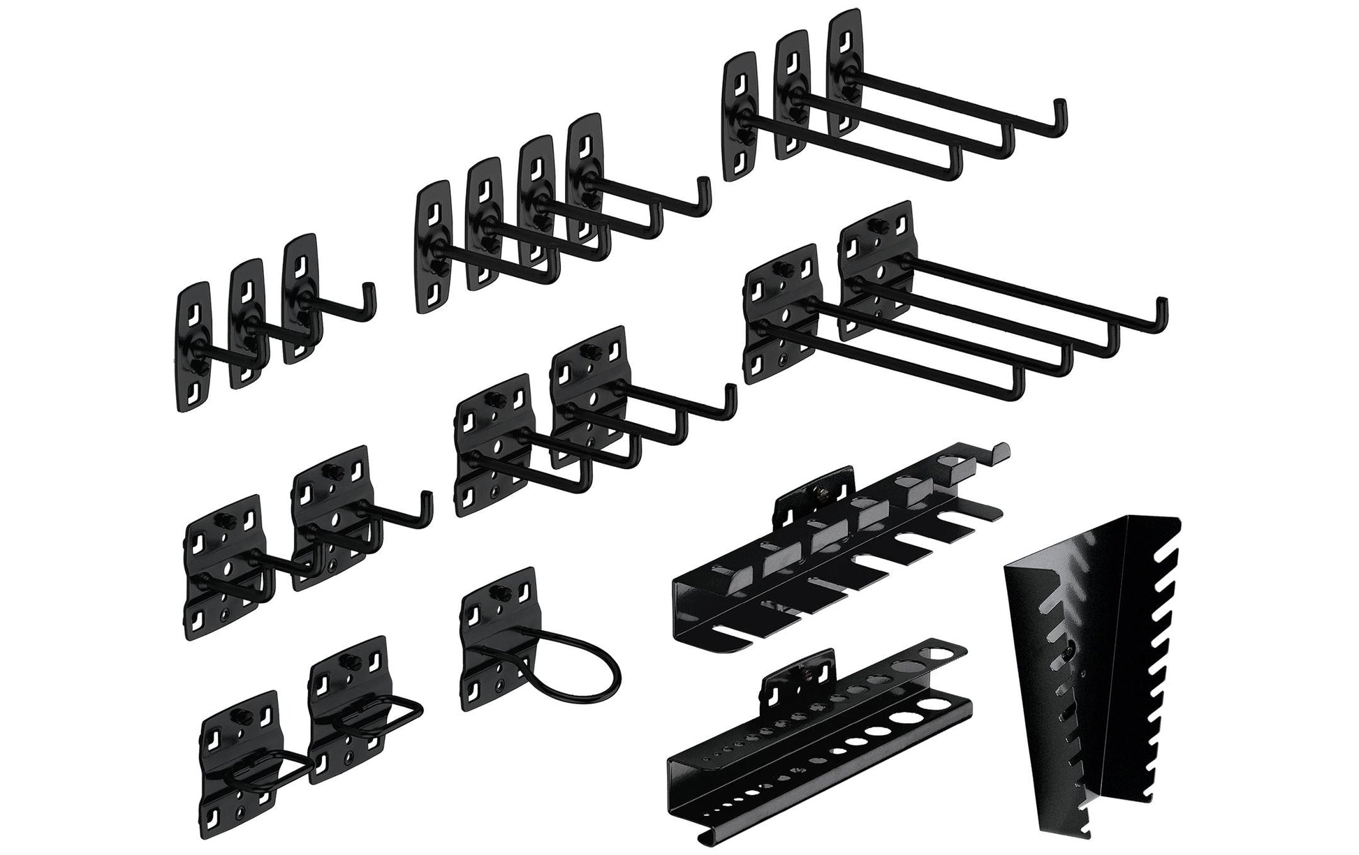 Kraftwerk Werkzeughalter-Set – 22-teilig, schwarz, Metall, für Lochwand