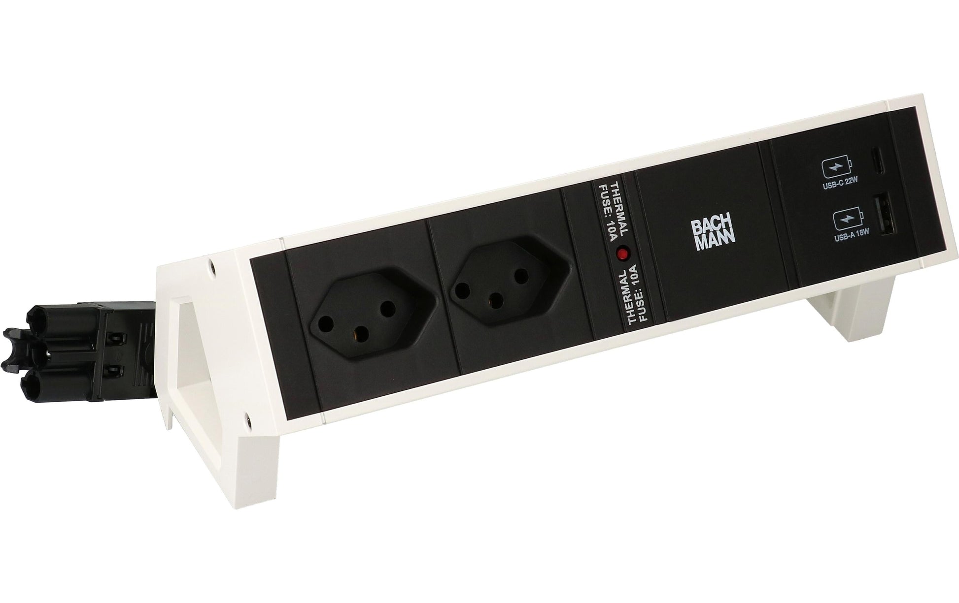 Bachmann DESK 2 – Steckdosenleiste, 2× T13, 2× USB (USB‑A + USB‑C), 0,2 m, Stecker GST18i3