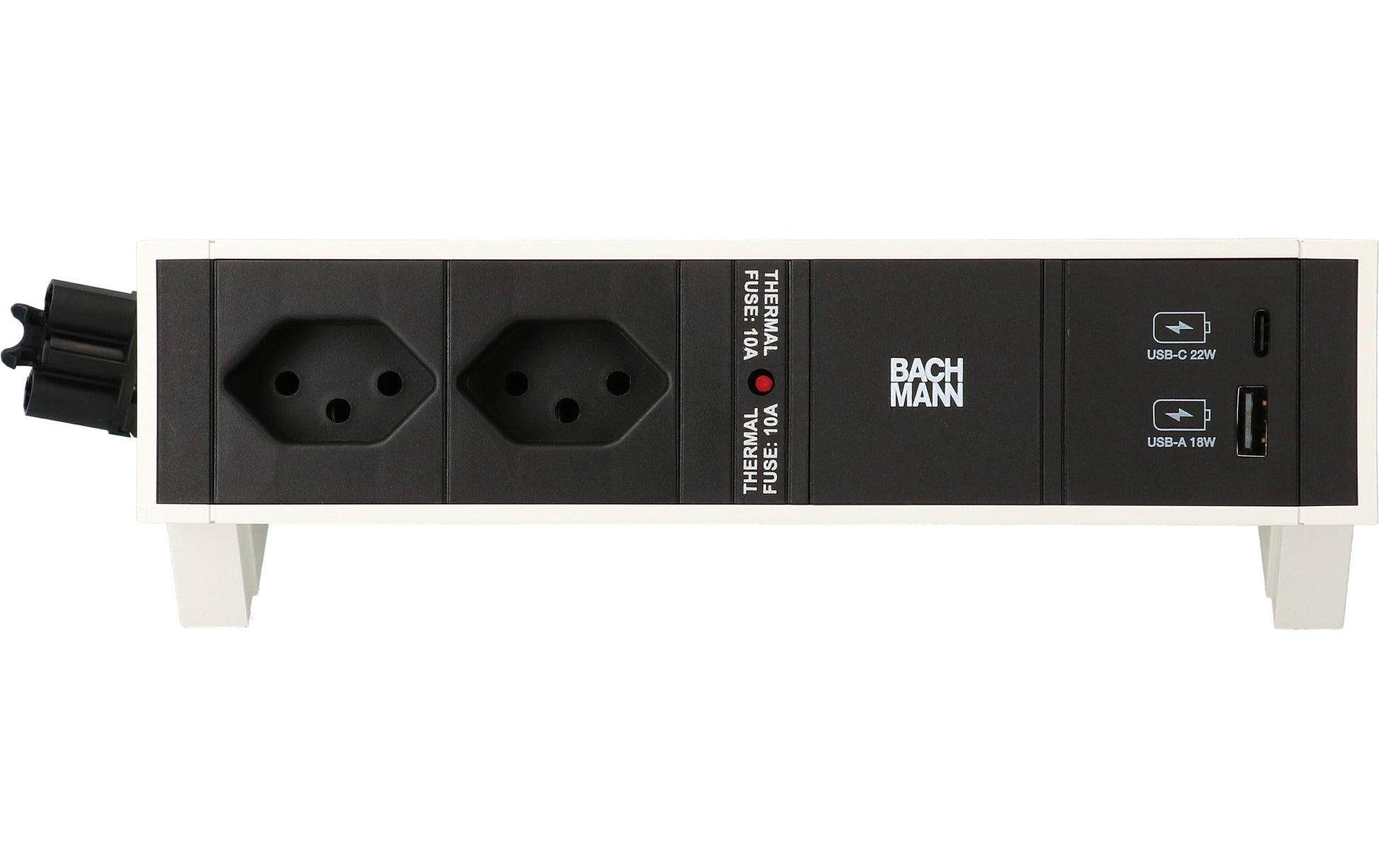 Bachmann DESK 2 – Steckdosenleiste, 2× T13, 2× USB (USB‑A + USB‑C), 0,2 m, Stecker GST18i3