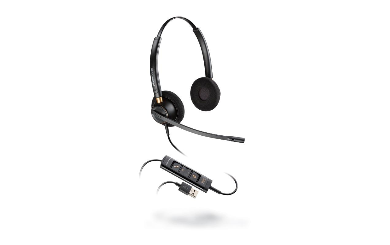 Poly EncorePro 525 Office-Headset – On-Ear, Stereo, Kabel (USB-A), MS Teams zertifiziert, Schwarz