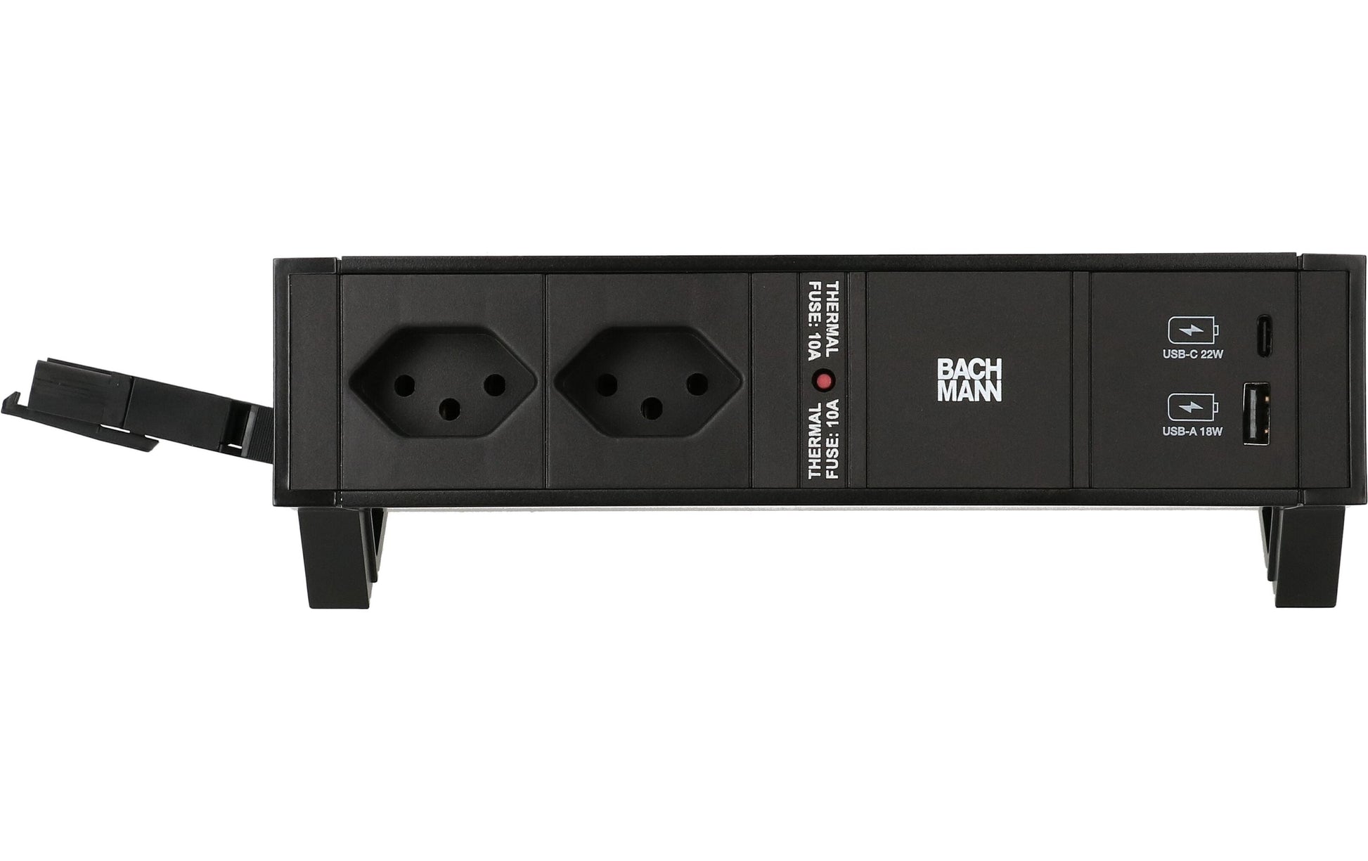 Bachmann DESK 2 – Tischsteckdosenleiste, 2× T13, 2× USB, ohne Schalter, 0,20 m, Stecker GST18i3