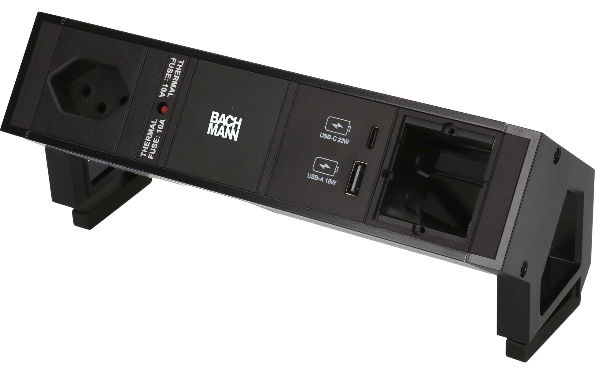 Bachmann DESK 2 Tischsteckdosenleiste, 1×T13, 0,2 m, Montagewinkel – schwarz