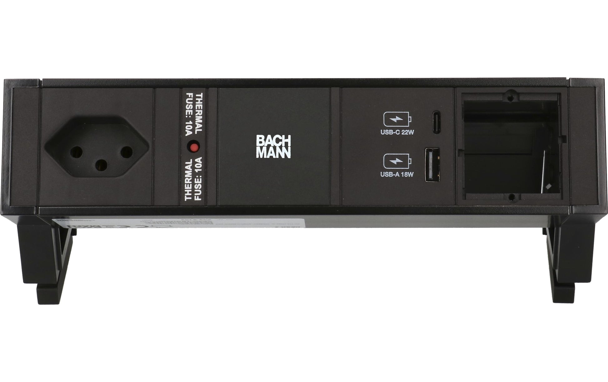 Bachmann DESK 2 Tischsteckdosenleiste, 1×T13, 0,2 m, Montagewinkel – schwarz