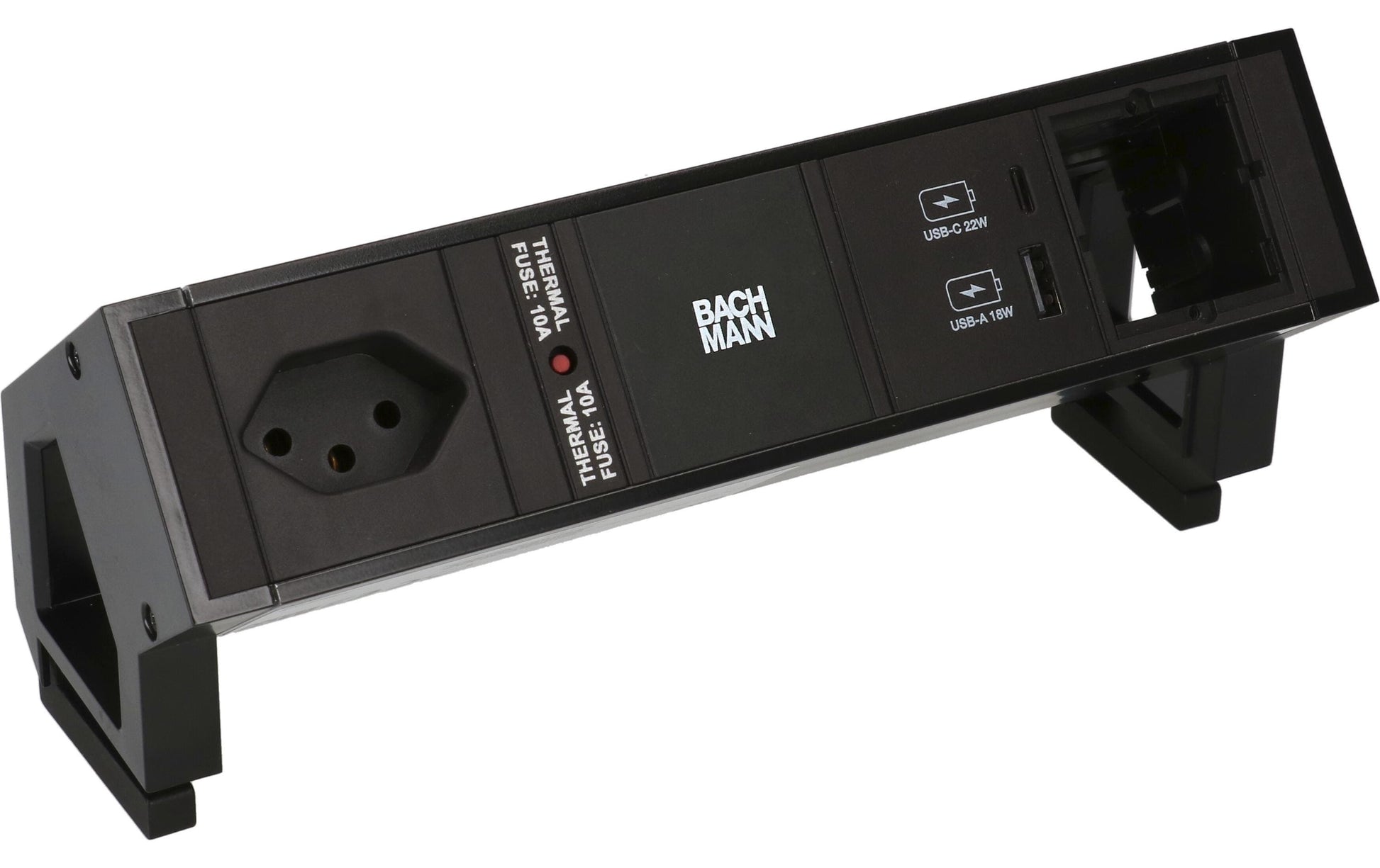 Bachmann DESK 2 Tischsteckdosenleiste, 1×T13, 0,2 m, Montagewinkel – schwarz