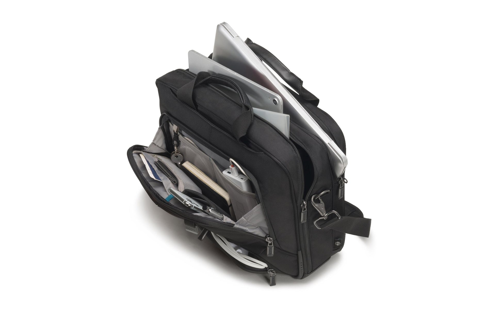 DICOTA Notebook-Tasche bis 14,1" – aus recyceltem PET, mit Schultergurt – Schwarz