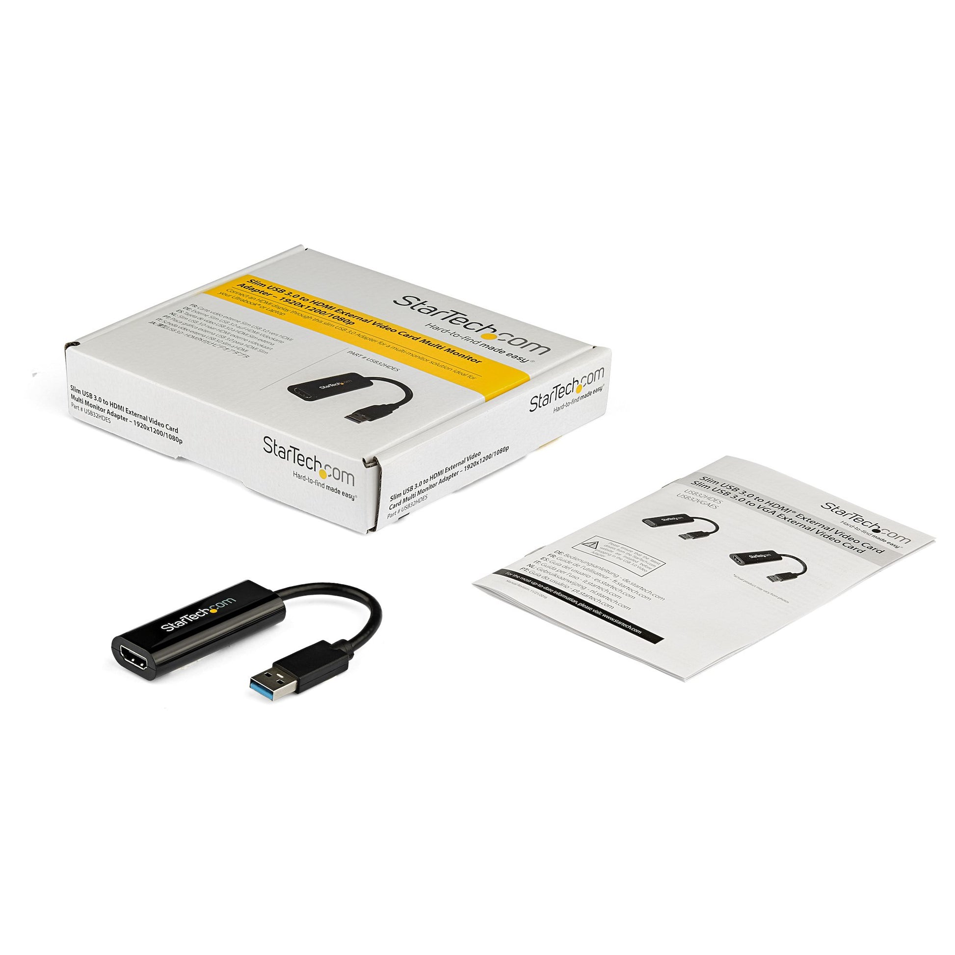 StarTech.com Adapter USB-A zu HDMI – 1920 × 1200, USB 3.2 Gen 1 (5 Gbit/s), 0,062 m Kabel, für Windows