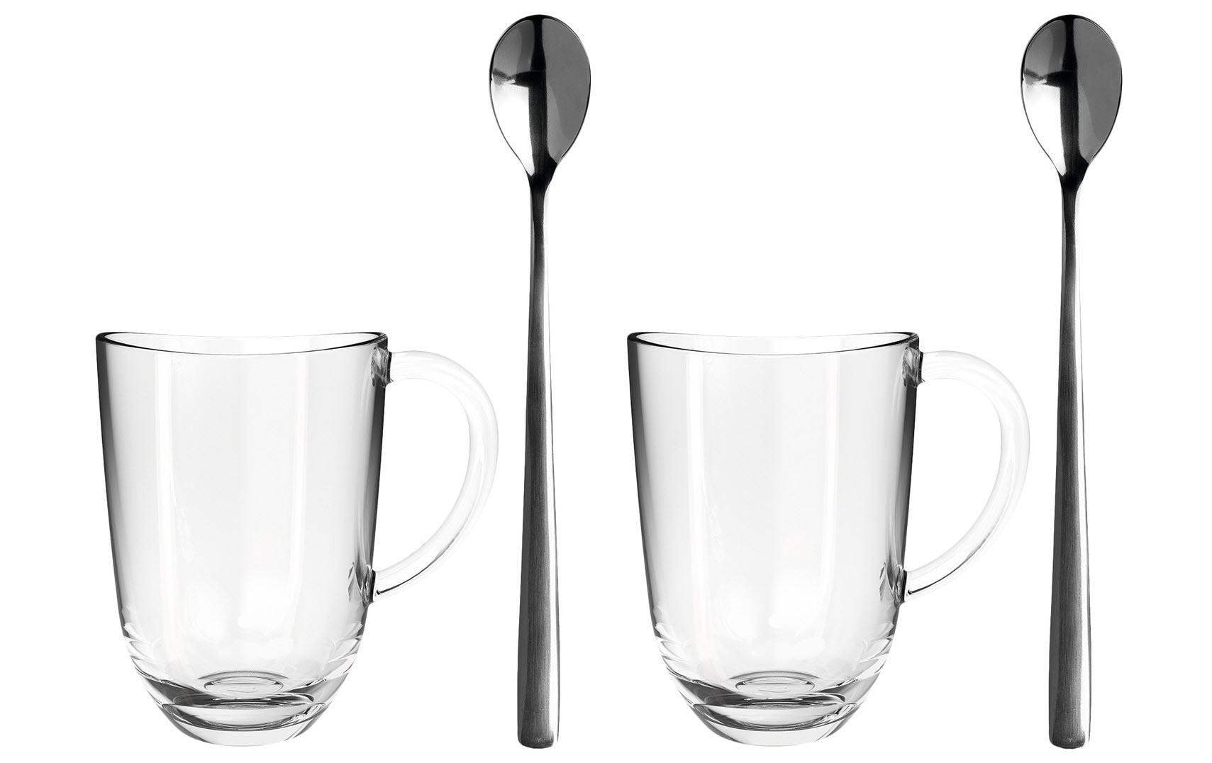 LEONARDO Latte Macchiato Tasse Napoli – 4er Set, 380 ml, Ø 8,2 cm, Kalk-Natron-Glas, spülmaschinenfest