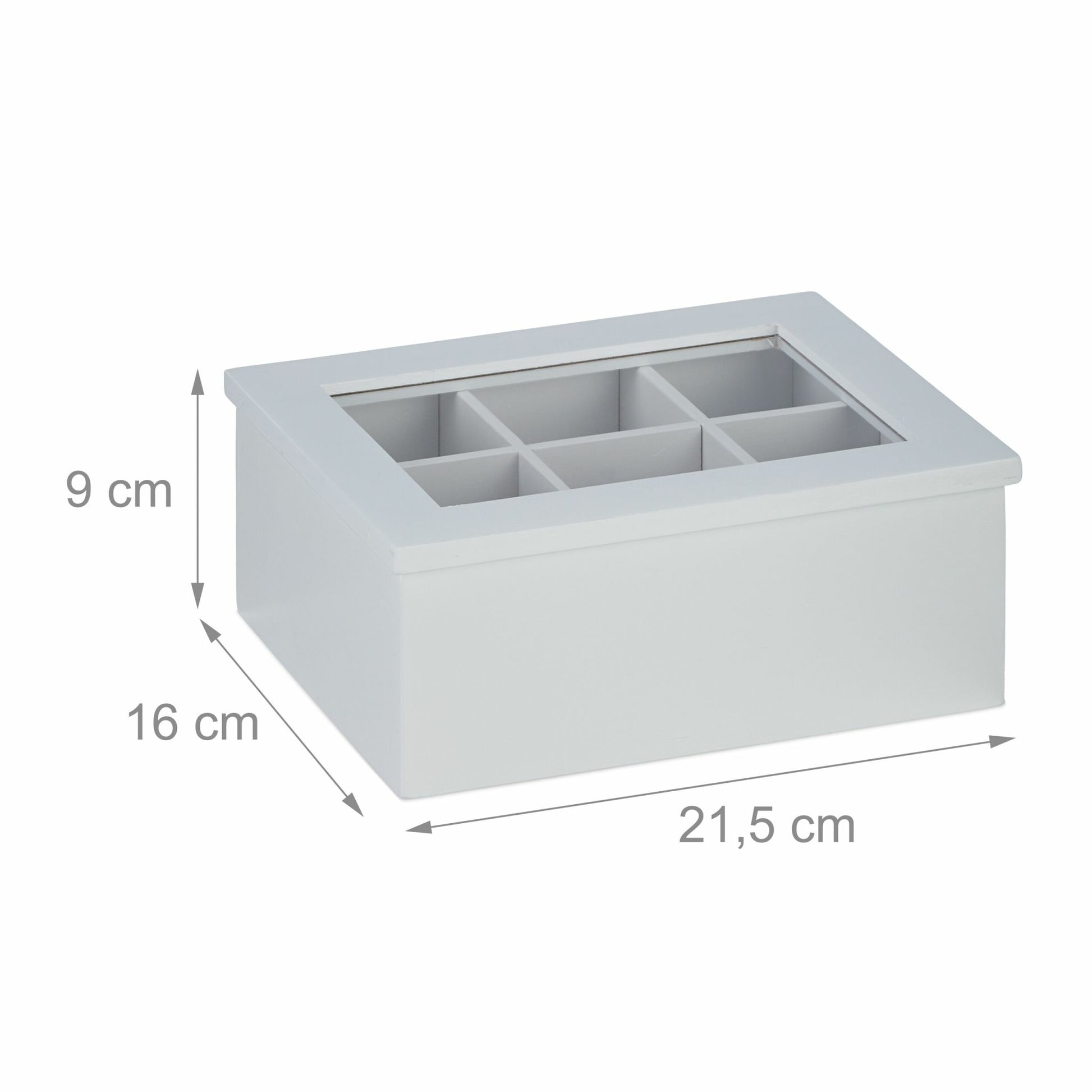 Relaxdays Teebeutelbox Bambus/Kunststoff, 6 Fächer, Weiss