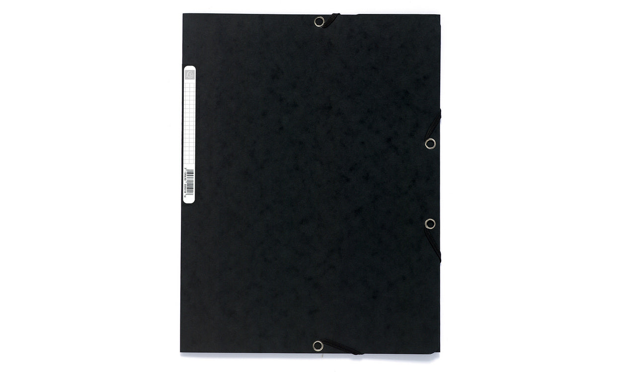 Exacompta Gummibandmappe A4 – 3 Klappen, Gummiband, Karton, Schwarz, bis 250 Blatt, 25 Stk.