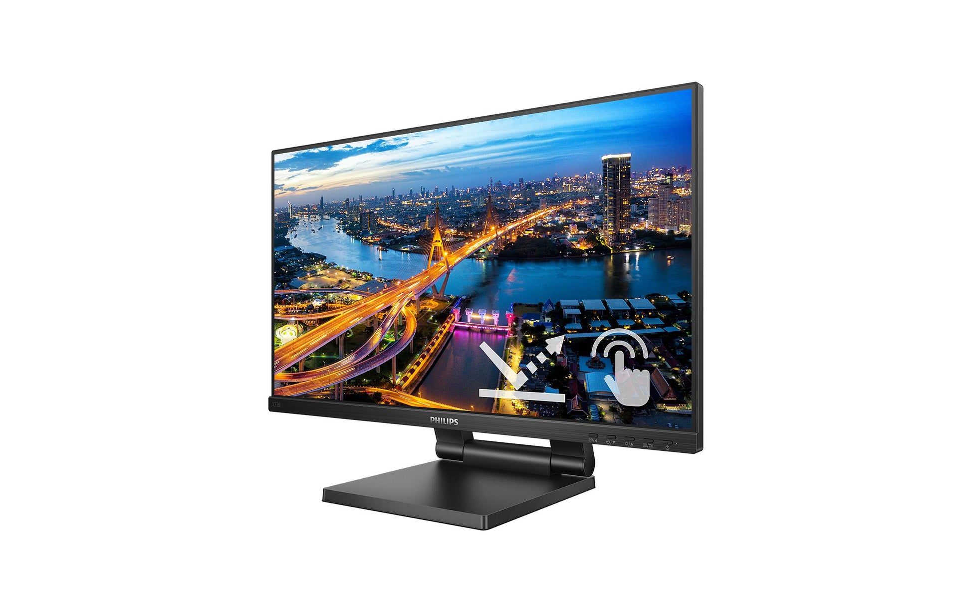 Philips 222B1TC/00 – Monitor, 21,5", IPS, Touch, 75 Hz, 250 cd/m², VESA 100 × 100, Schwarz