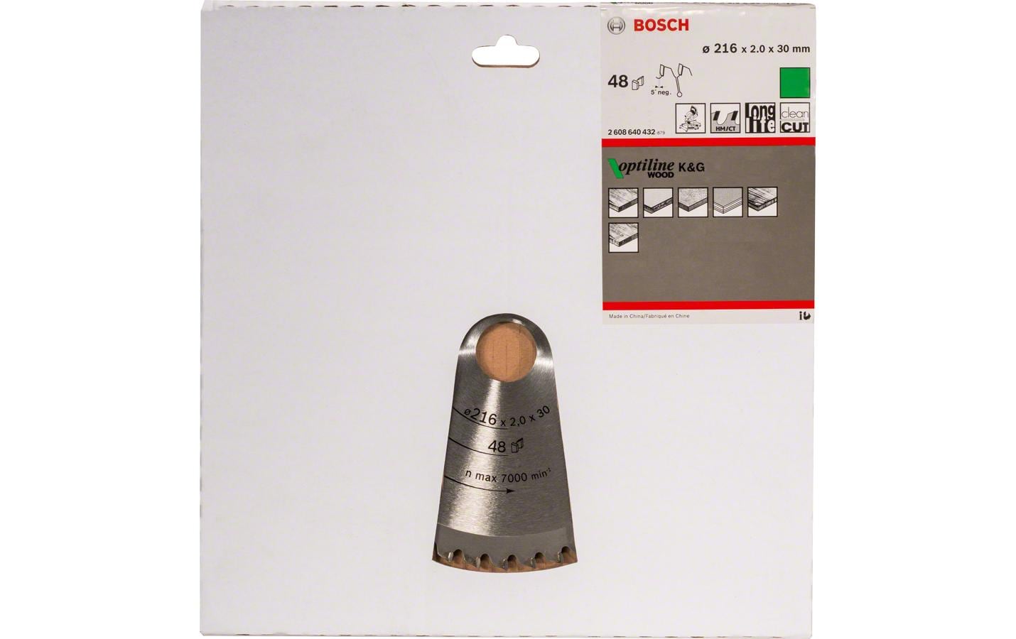 Bosch Professionelles Optiline Wood Kreissägeblatt 216 mm, 48 Zähne – für Holz – 1 Stück – für Bosch