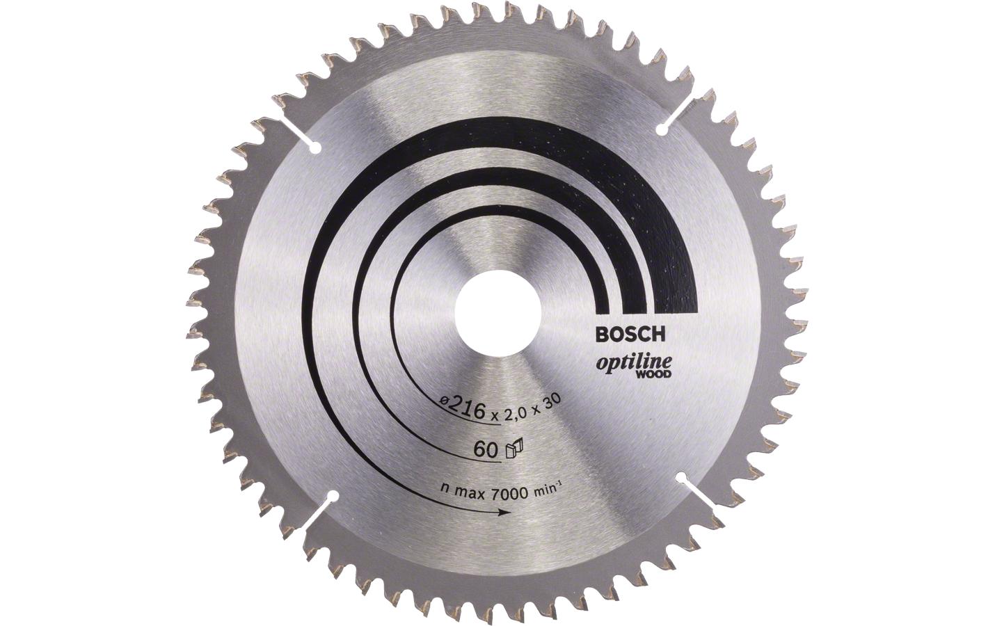 Bosch Professionelles Optiline Wood Kreissägeblatt 216 mm, 60 Zähne – für Holz