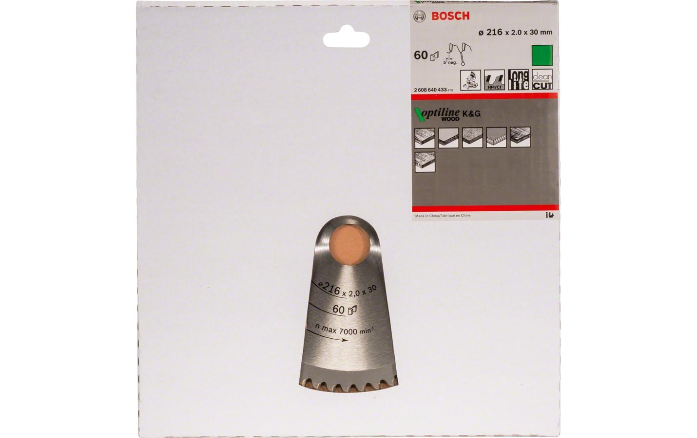 Bosch Professionelles Optiline Wood Kreissägeblatt 216 mm, 60 Zähne – für Holz