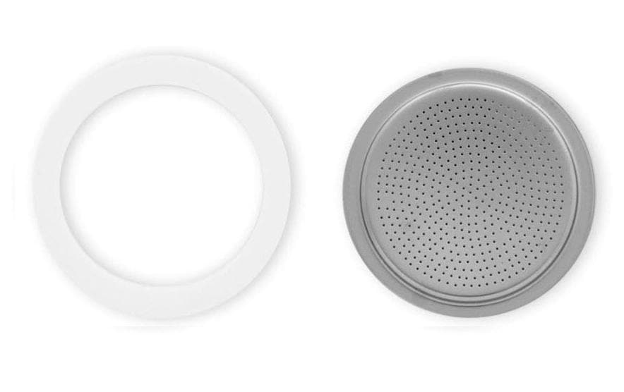 Bialetti Dichtungsring & Filterplatte – für Moka Express, Brikka 4 Tassen, Ø 6,4 cm
