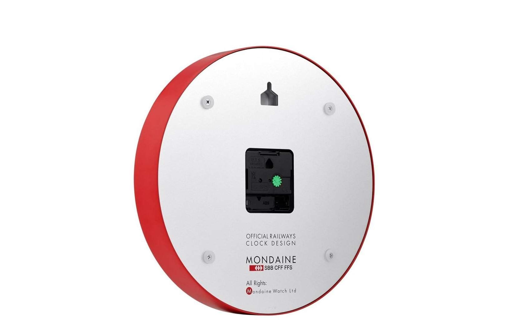 Mondaine Wanduhr – Ø 25 cm, rot, Glas, lautlos