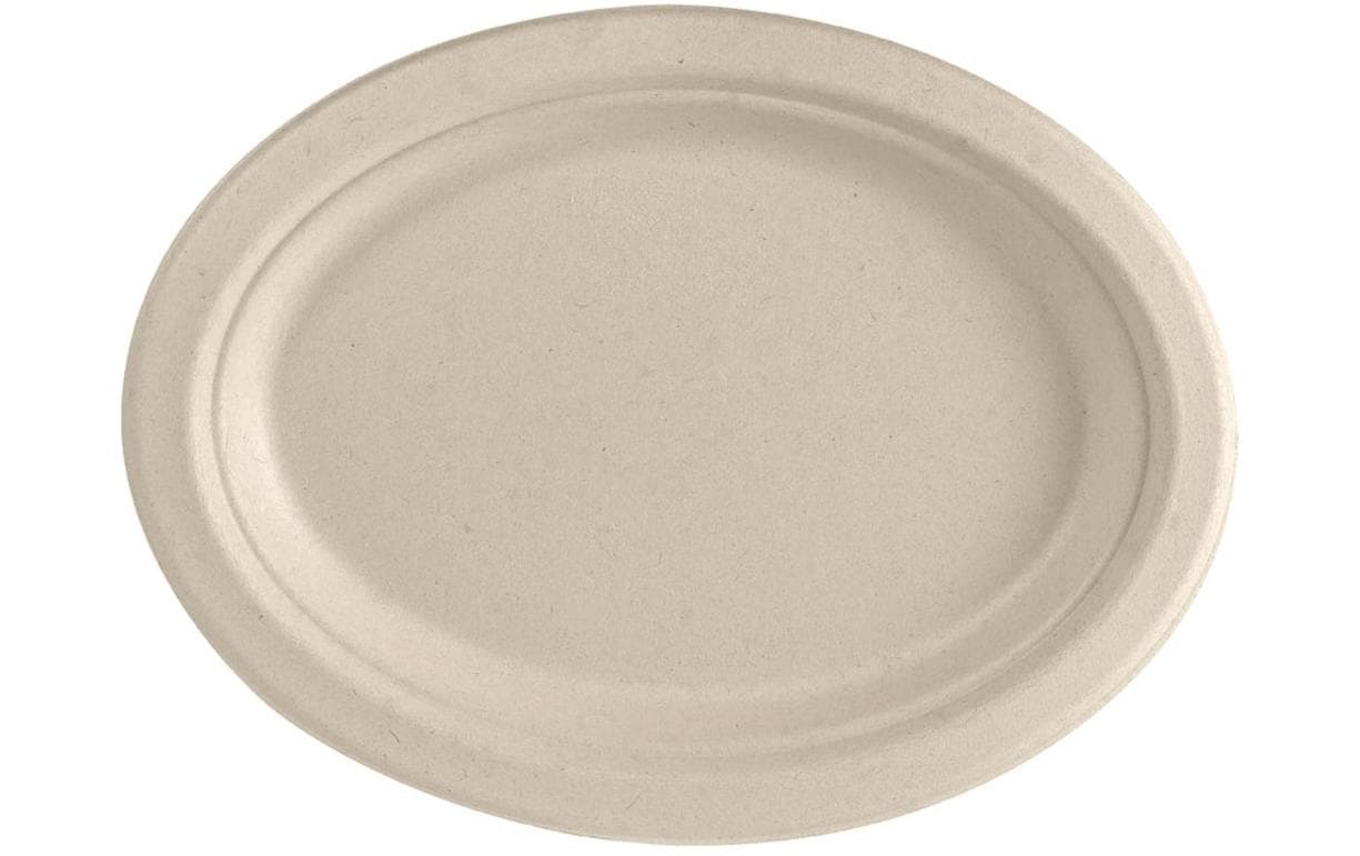 Duni Teller Bagasse (Zuckerrohr), oval – 20 × 26 cm, braun – 50 Stk.