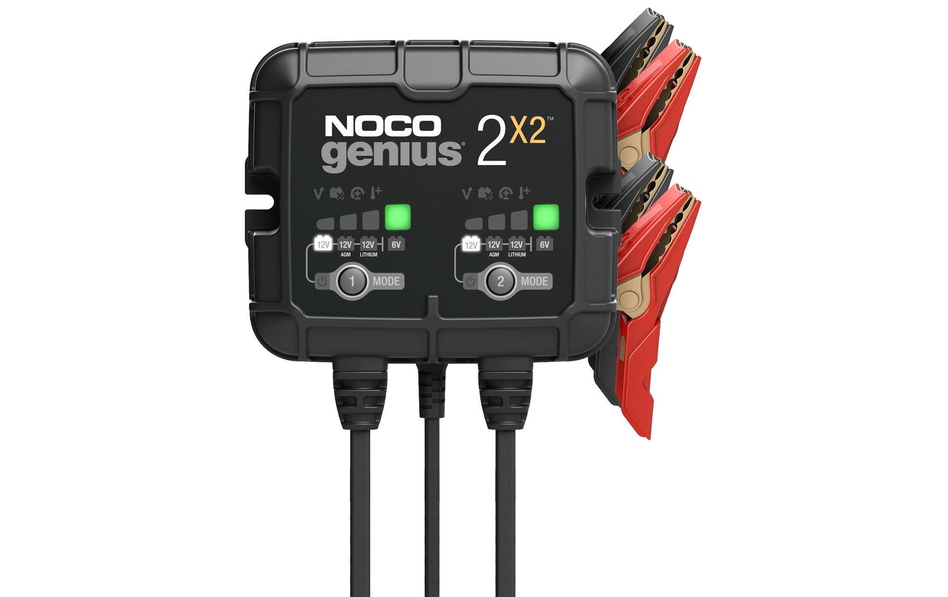 Noco Genius2X2 Batterieladegerät – 60 W, 6 V, 4 A, Li-Ion, Erhaltungsladung, Batteriestandsanzeige, IP60