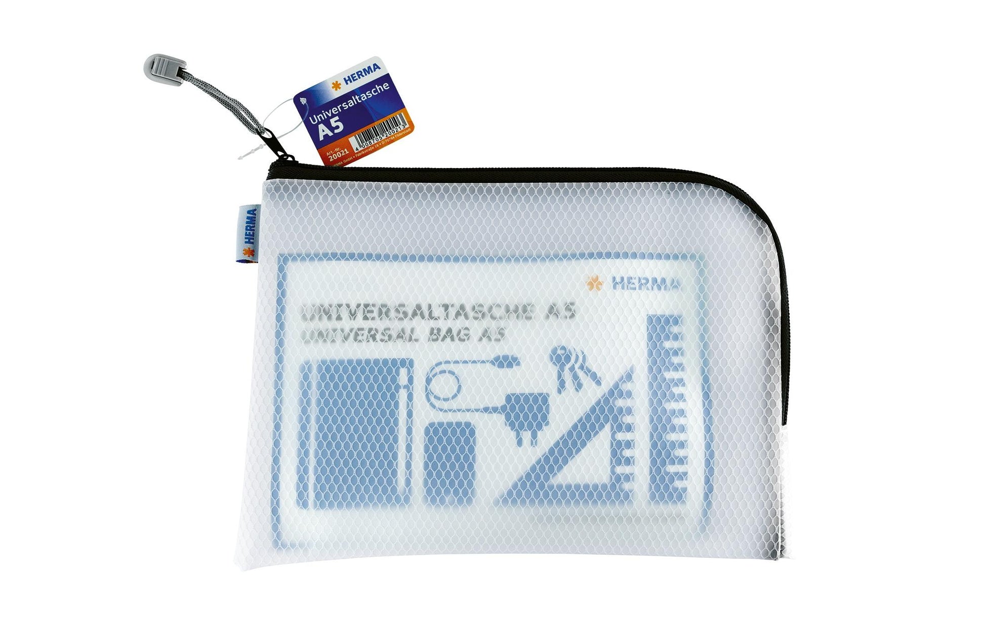 HERMA Reissverschlusstasche – 260 × 200 mm, Kunststoff, Schwarz – 1 Stück