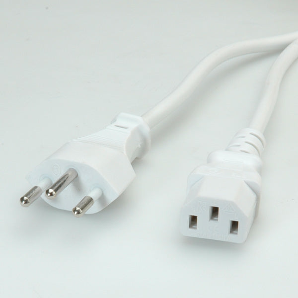 VALUE Netzkabel – T12 (Typ J) – IEC C13, 1,8 m, 250 V/10 A, weiss