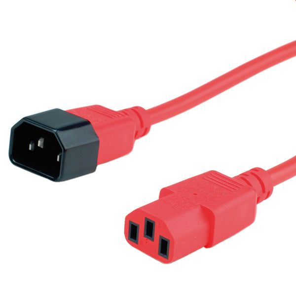 ROLINE Netzkabel – IEC C14 zu IEC C13, 1,8 m, 250 V/10 A, Rot