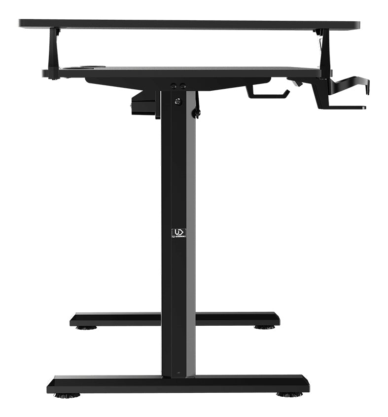 Ultradesk Highlander Gaming-Tisch – 120 × 60,5 cm, elektrisch höhenverstellbar, schwarz, Holz