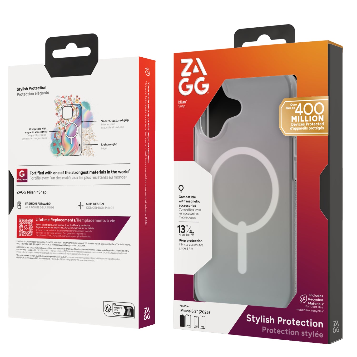 ZAGG Milan Snap Backcover – für Apple iPhone 17, Graphen, Mehrfarbig, Bryce Iridescent, bis 4 m Sturzsicher