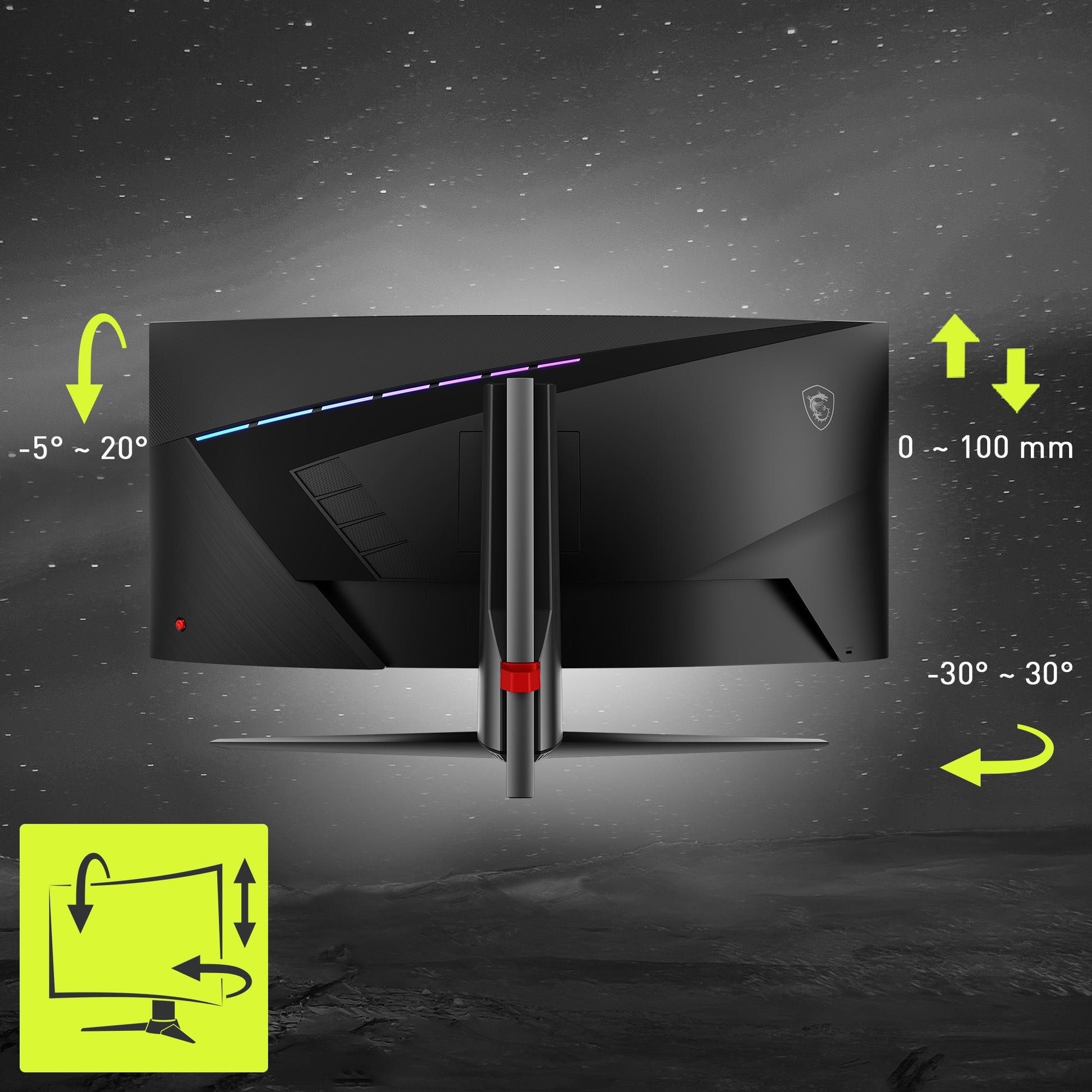 MSI MAG 345CQRDE – Monitor, 34", 3440 × 1440, VA, 180 Hz, 300 cd/m², Gebogen, USB-C, VESA 100 × 100, Schwarz