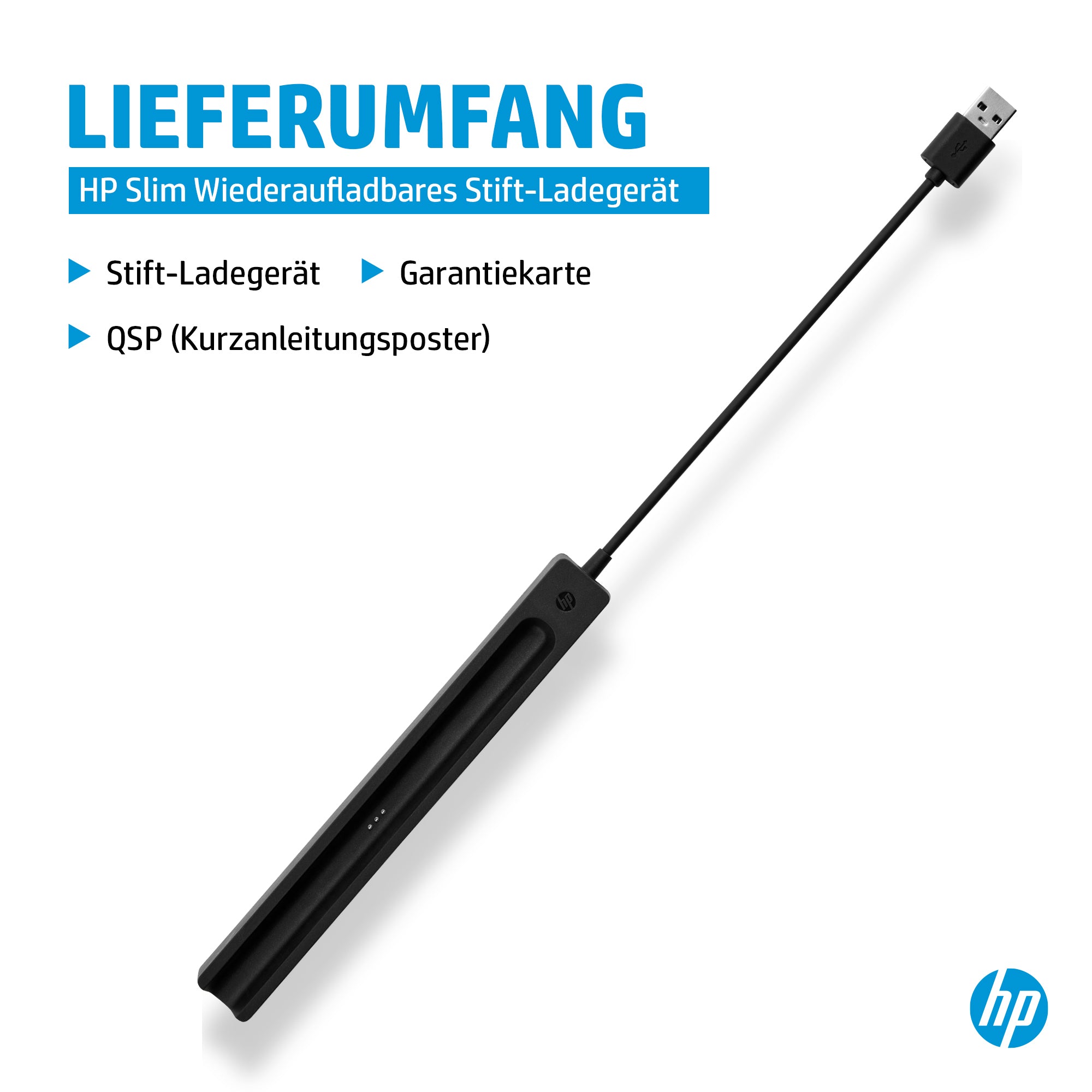 HP Eingabestift für HP Slim Pen – Wiederaufladbar – Schwarz