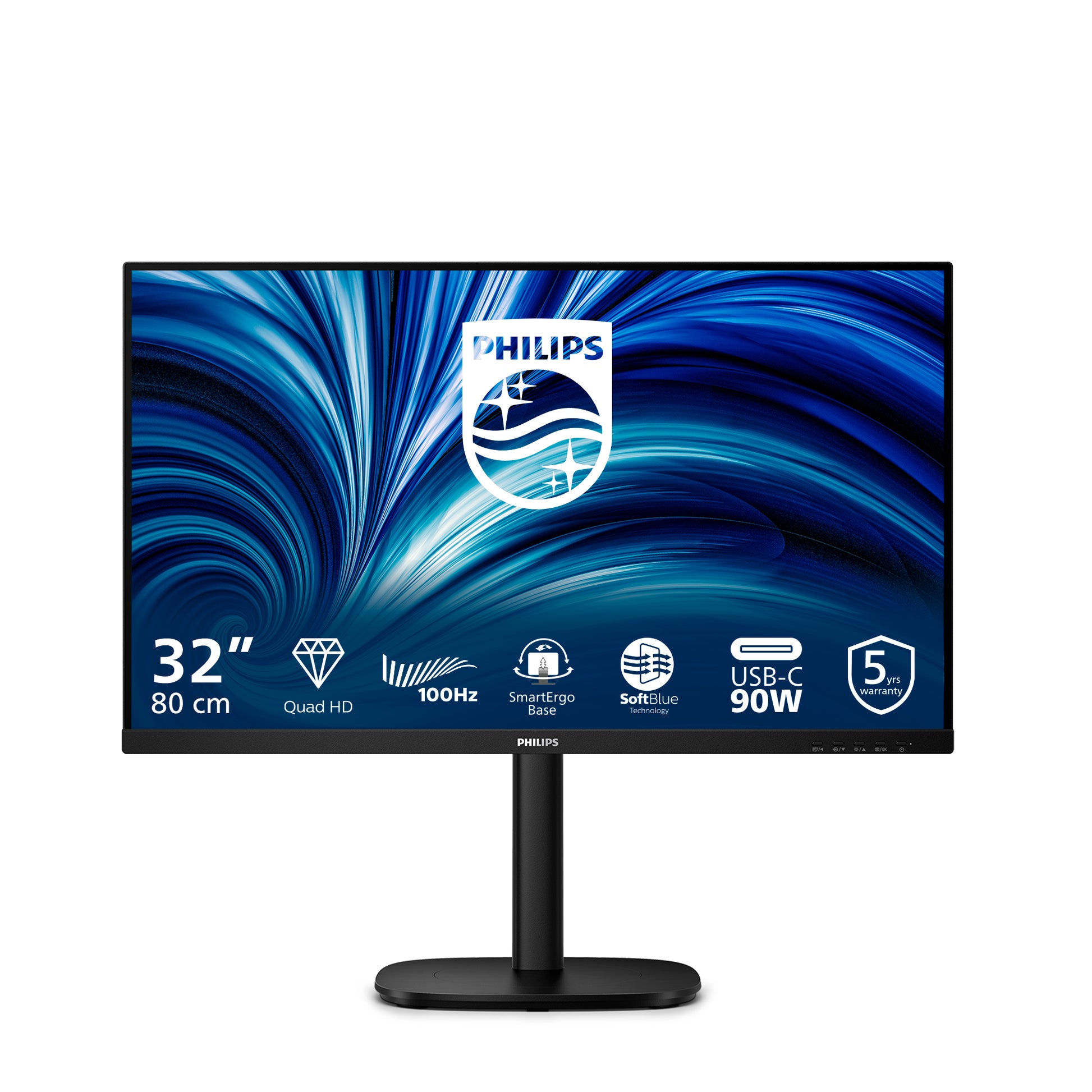 Philips 32B2U3601/00 – Monitor, 32", VESA 100 × 100, Schwarz