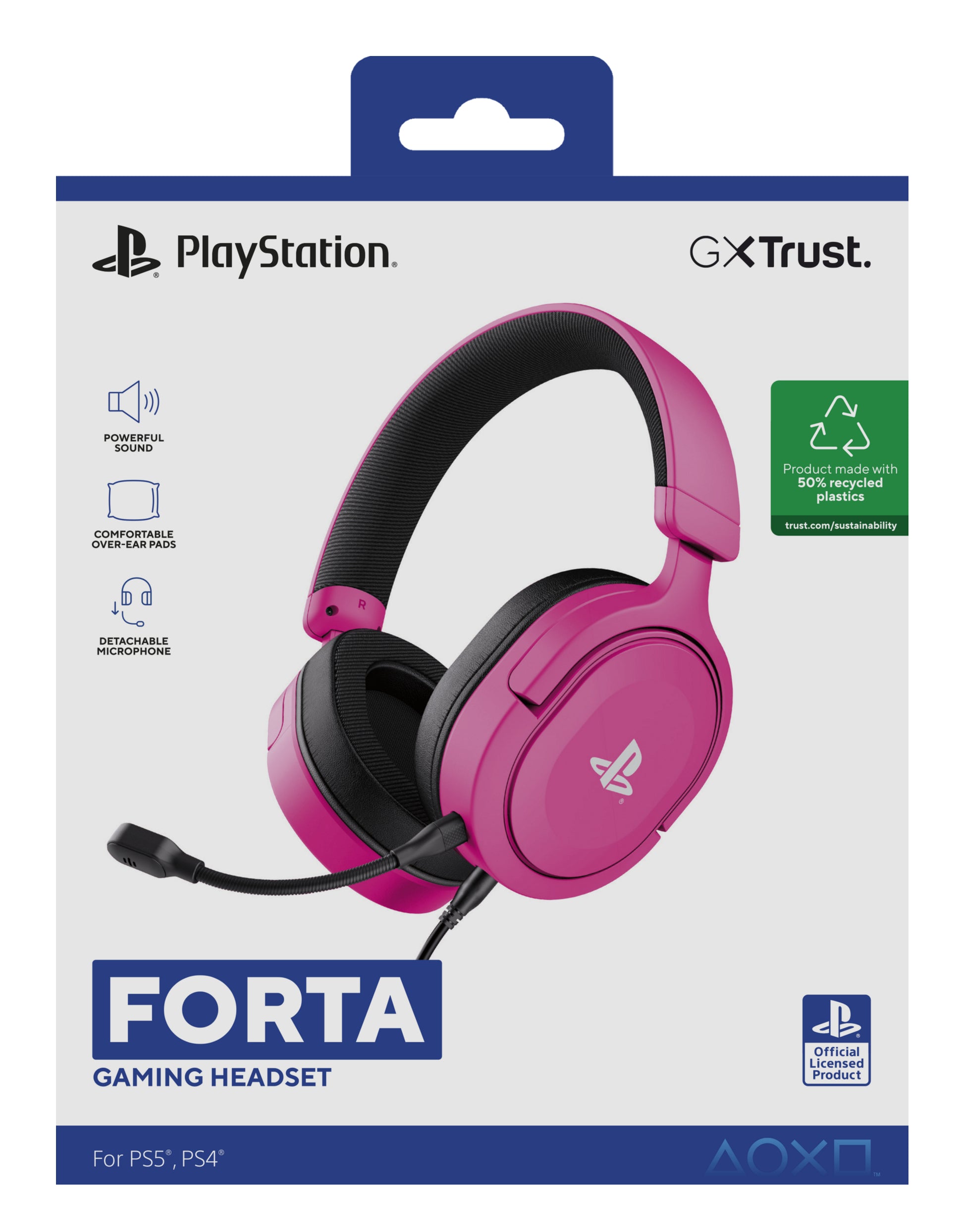 Trust GXT 498P Forta Gaming-Headset – Over-Ear, Stereo, Kabelgebunden, 3,5 mm Klinke, Rosa