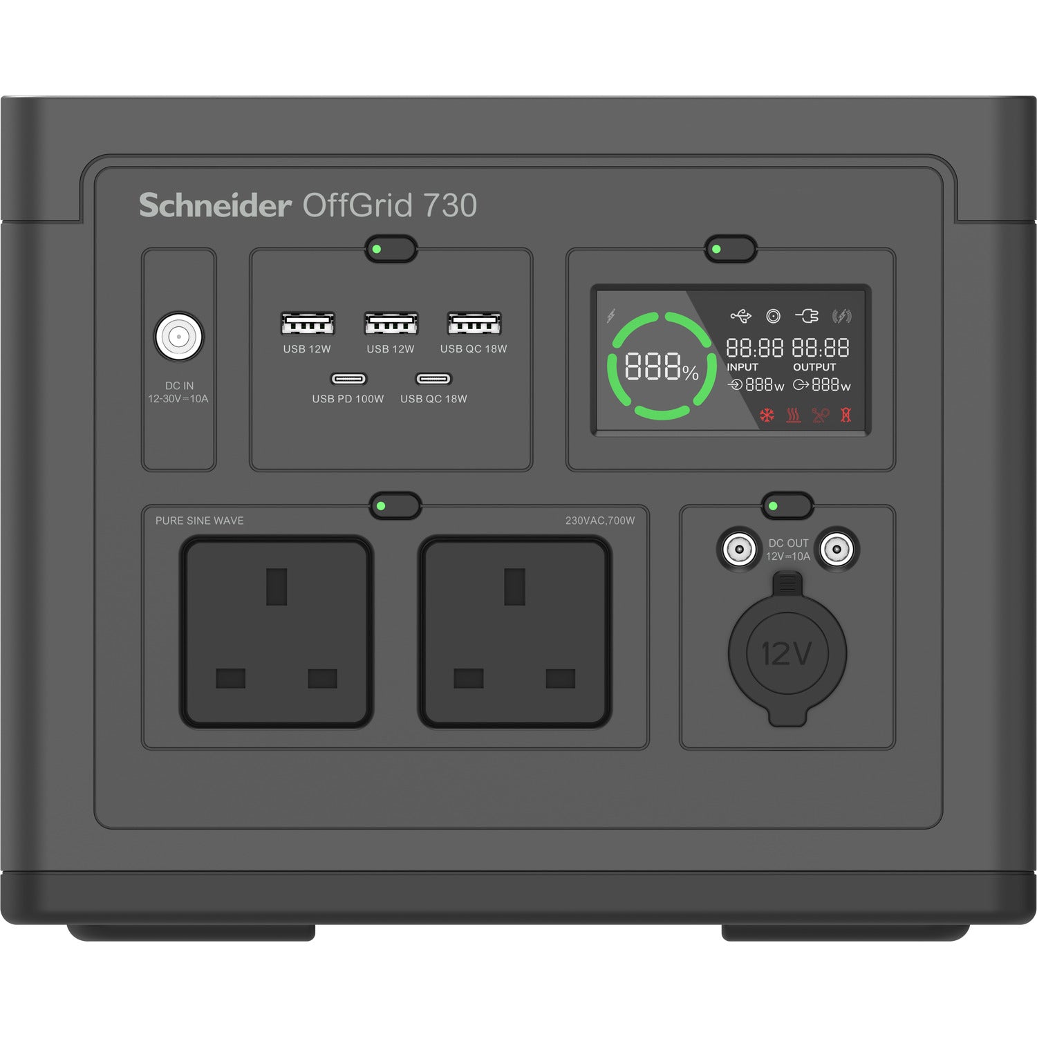 APC PPS730-UK – Powerstation, 738 Wh, Li-Ion, 2× Typ G (BS 1363), LCD, Kabelloses Laden