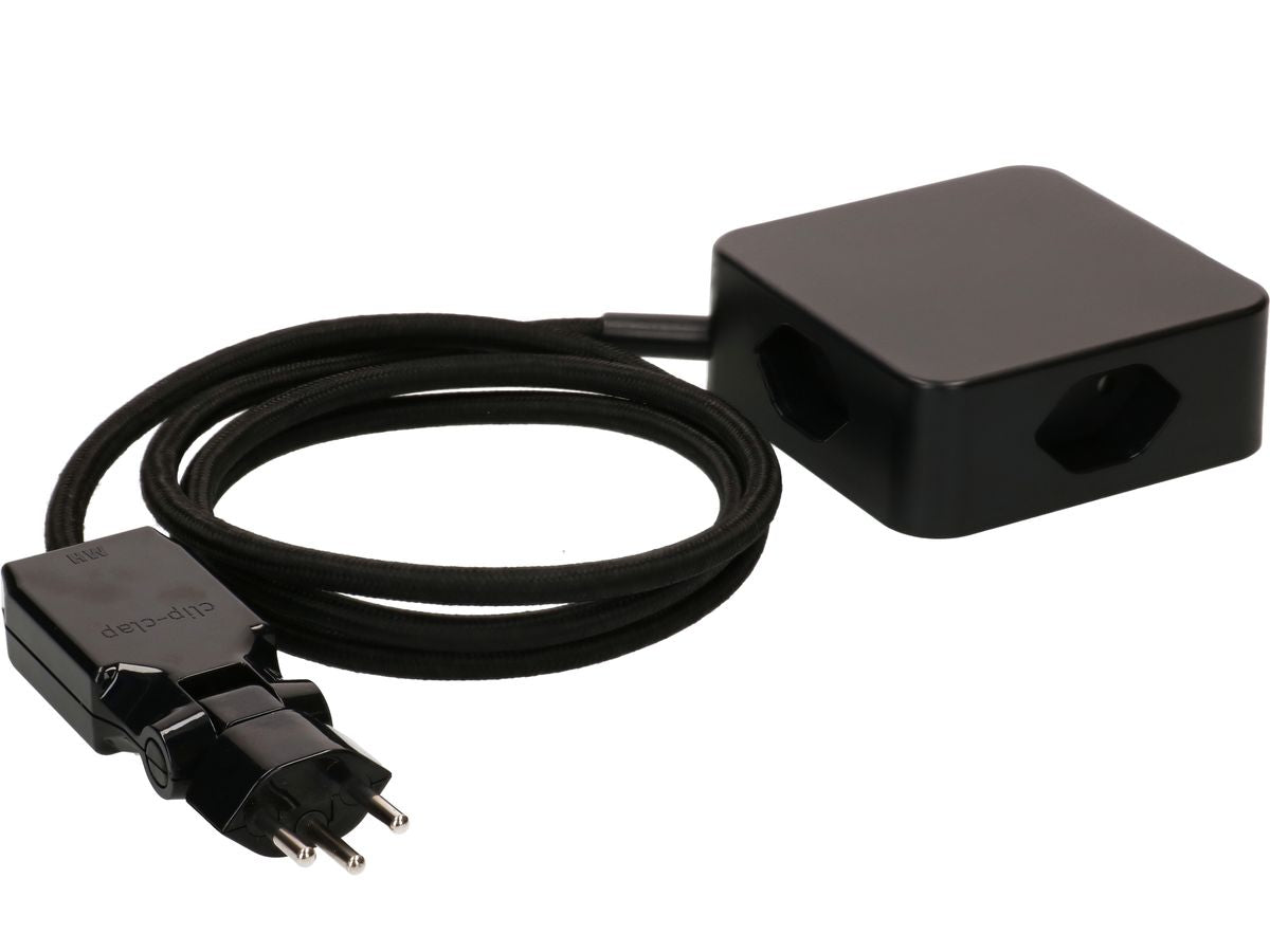 MaxTex Cube Steckdosenleiste – 4× T13, 2 m, ohne Schalter, IP20, schwarz