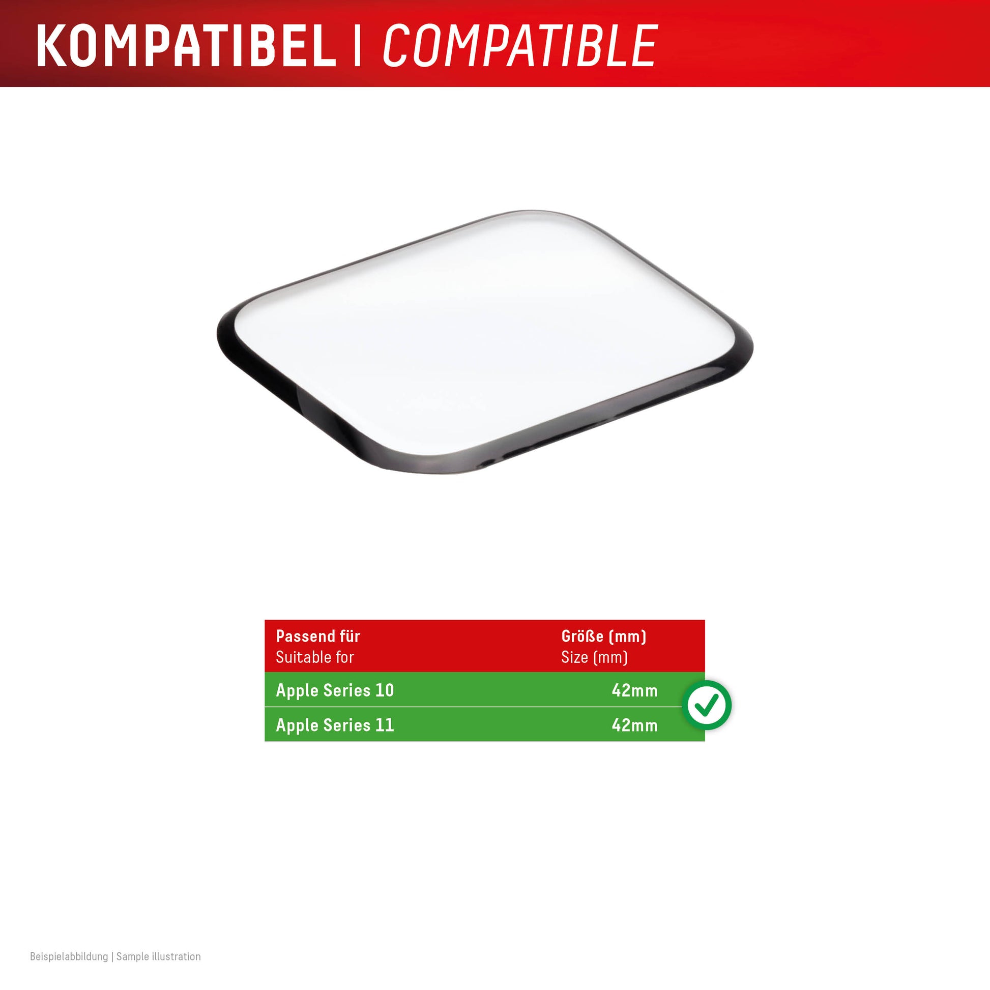 Displex Displayschutz (Panzerglas), Full Cover – für Apple Watch Series 11/10 42 mm
