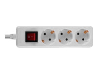Lindy Steckdosenleiste – 3× Schuko (Typ F), mit Schalter, Weiss, 3500 W