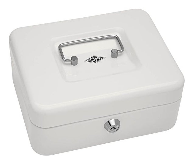 Wedo Geldkassette – mit Schlüssel – 20 × 16 × 9 cm – Weiss – Stahl