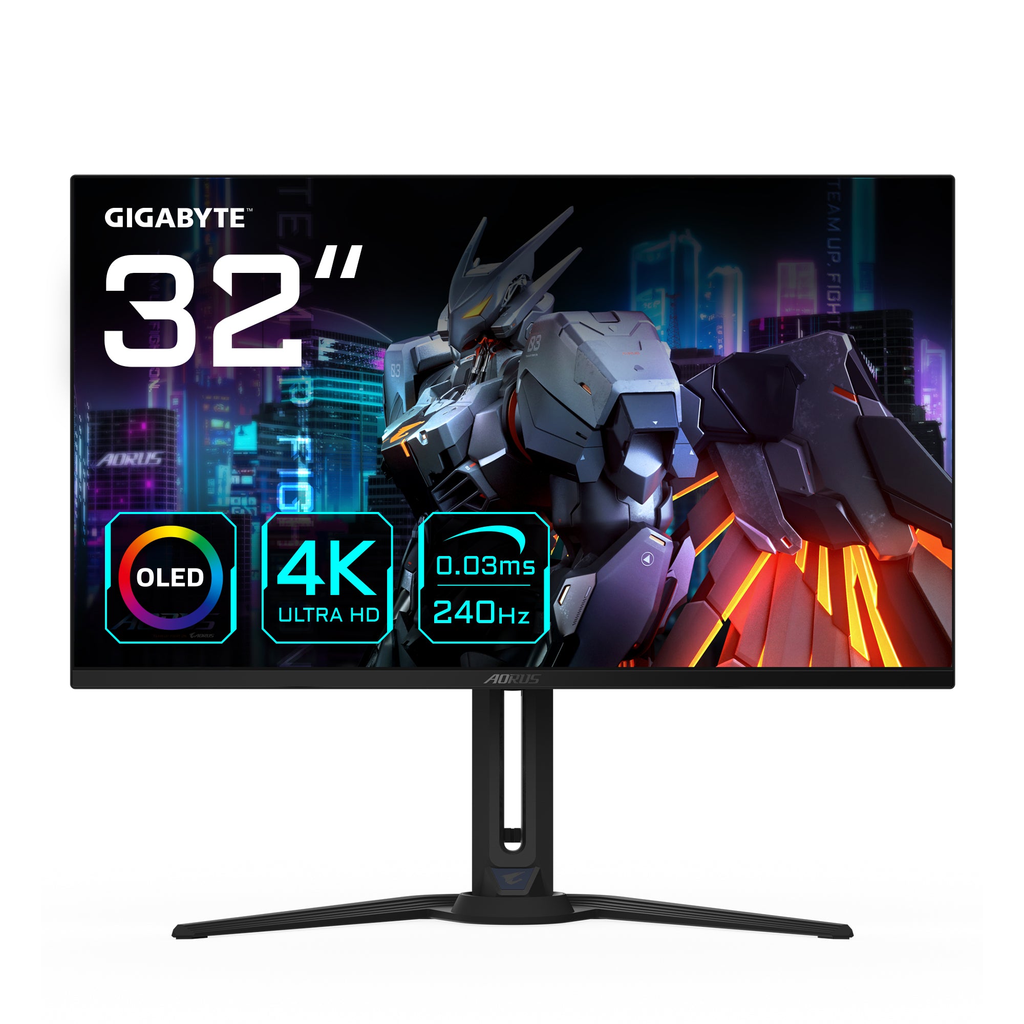 GIGABYTE AORUS FO32U2 – Monitor, 31,5", OLED, 240 Hz, 250 cd/m², 2× HDMI 2.1, 1× DisplayPort 1.4