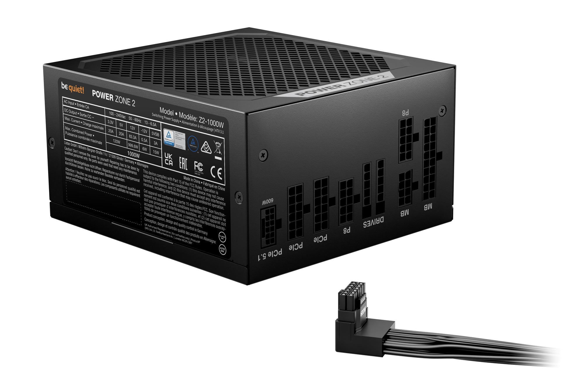 be quiet! be quiet POWER ZONE 2 ATX-Netzteil 1000 W 80 PLUS Platinum – vollmodular, ATX 3,1, EPS 2,92, 12VHPWR