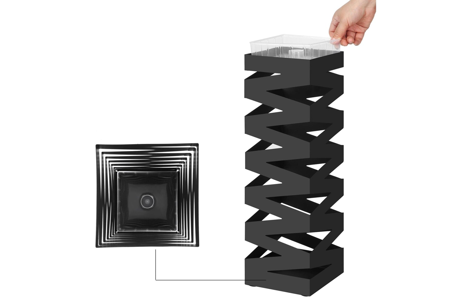 Songmics Schirmständer – Metall, Schwarz, 15,5 × 15,5 × 49 cm